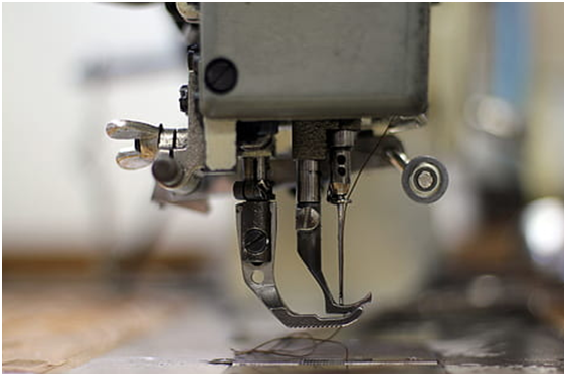 Sewing machine in action